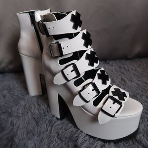YRU White Platform Heels